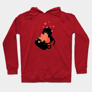 Black cats play with heart Hoodie